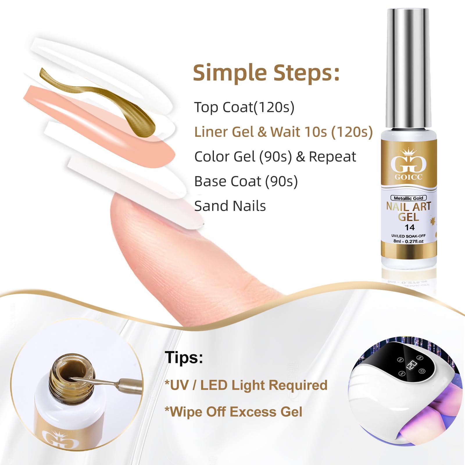 Gift-ready GOICC metallic gel nail polish duo set