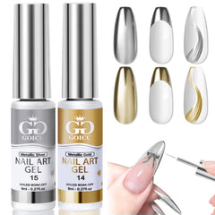 GOICC silver and gold metallic gel polish duo ready for chrome nail art with 2 bottles