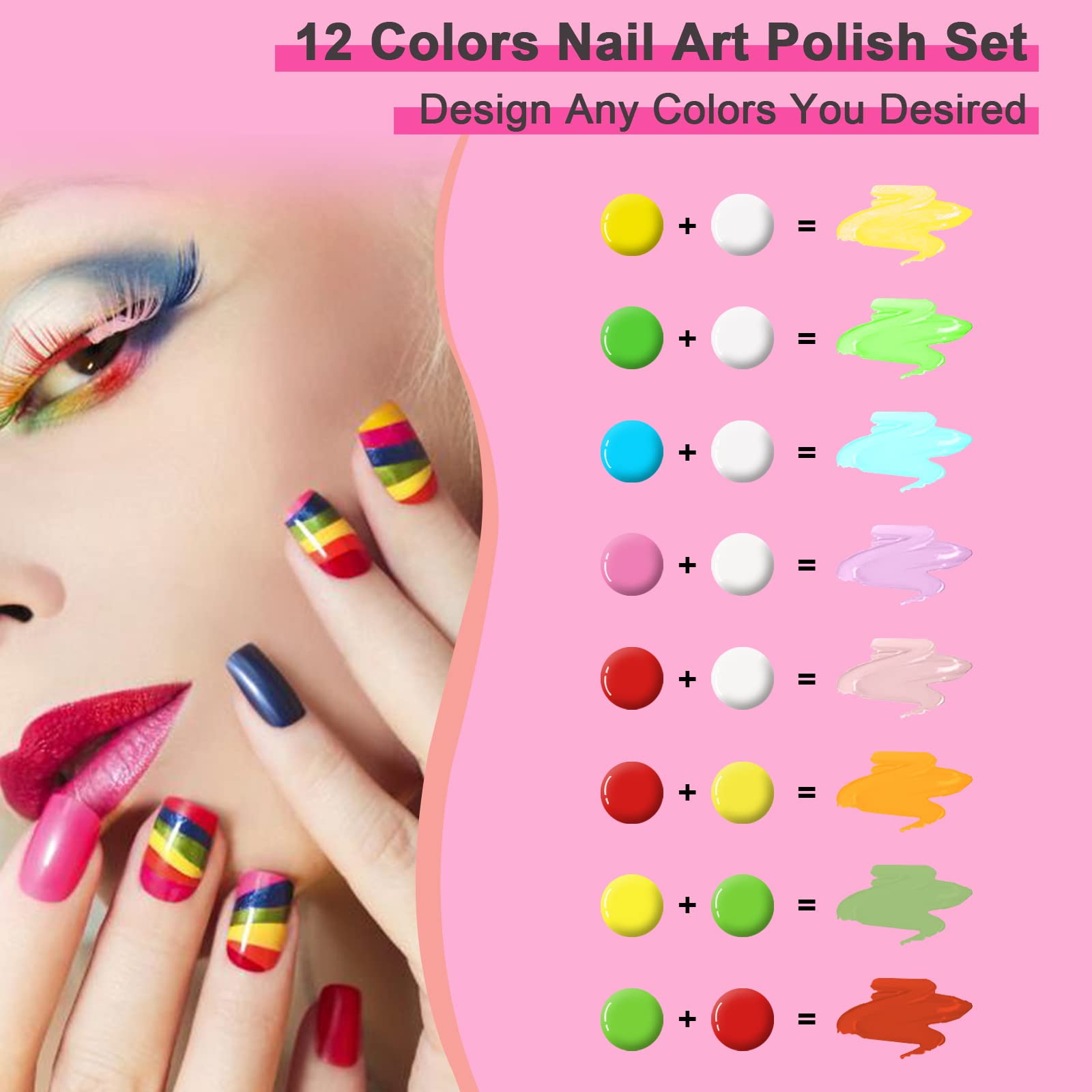 GOICC Nail Art Kit features built-in thin brush for precise lines.