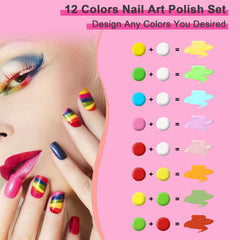 GOICC Nail Art Kit features built-in thin brush for precise lines.