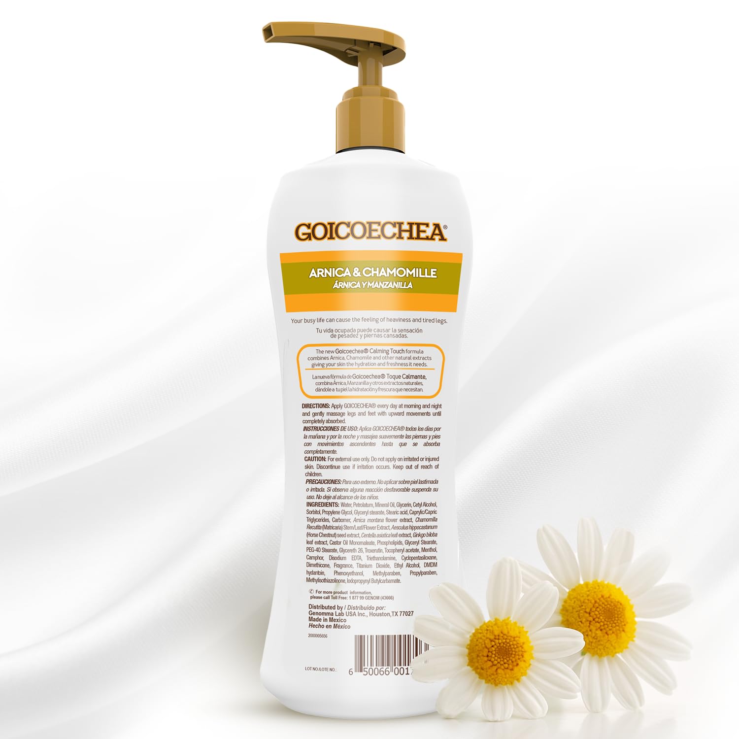 Bathroom skincare routine featuring Goicoechea Arnica Body Lotion.