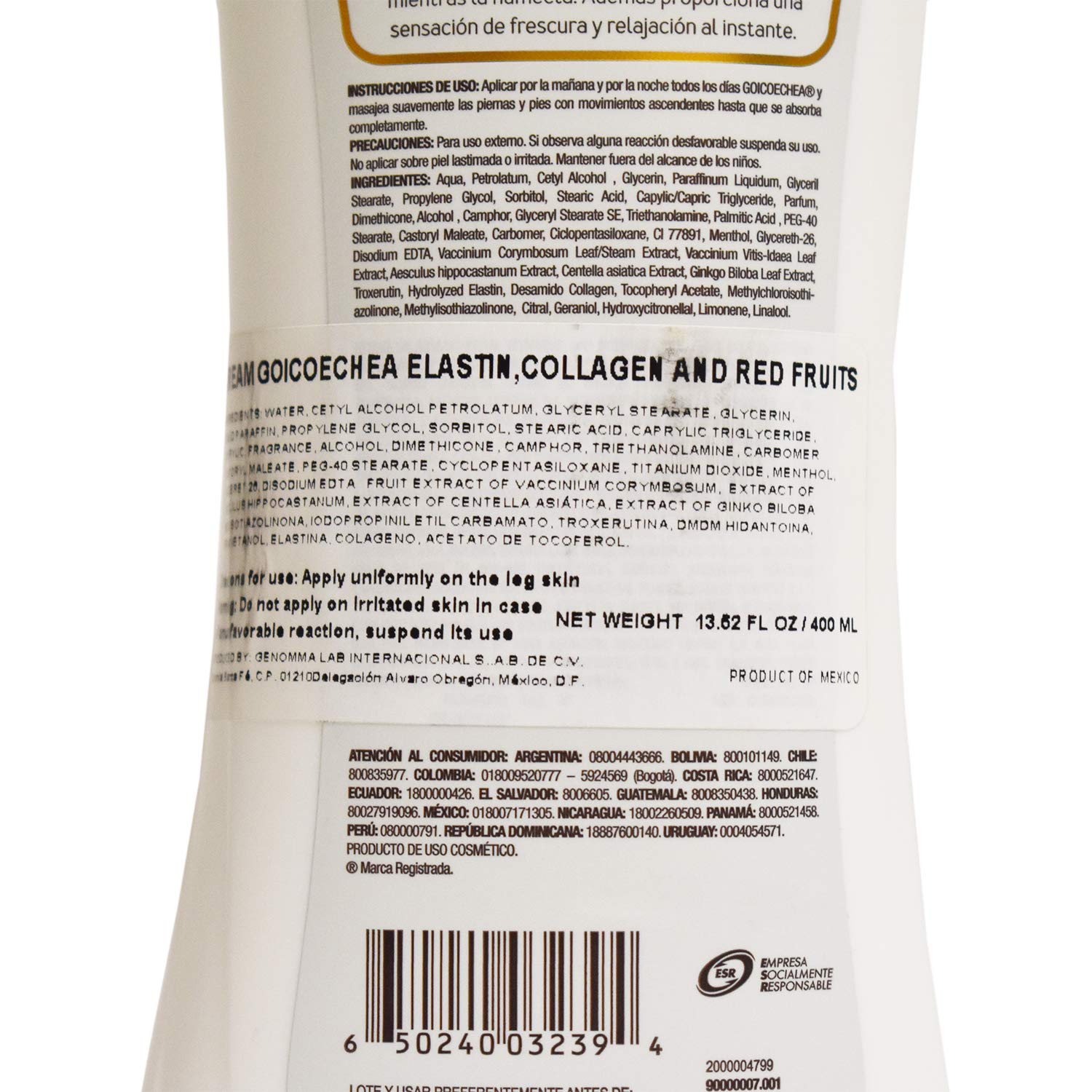 Goicoechea Reaffirming Lotion texture close-up showing creamy hydration.