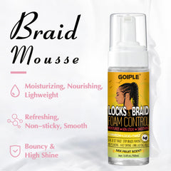 Goiple braid gel bottle with strawberry scent preserves braids and adds shine.