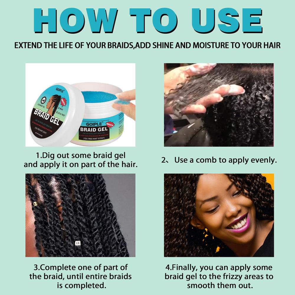 Shiny finish highlights clean, groomed braids and locs.