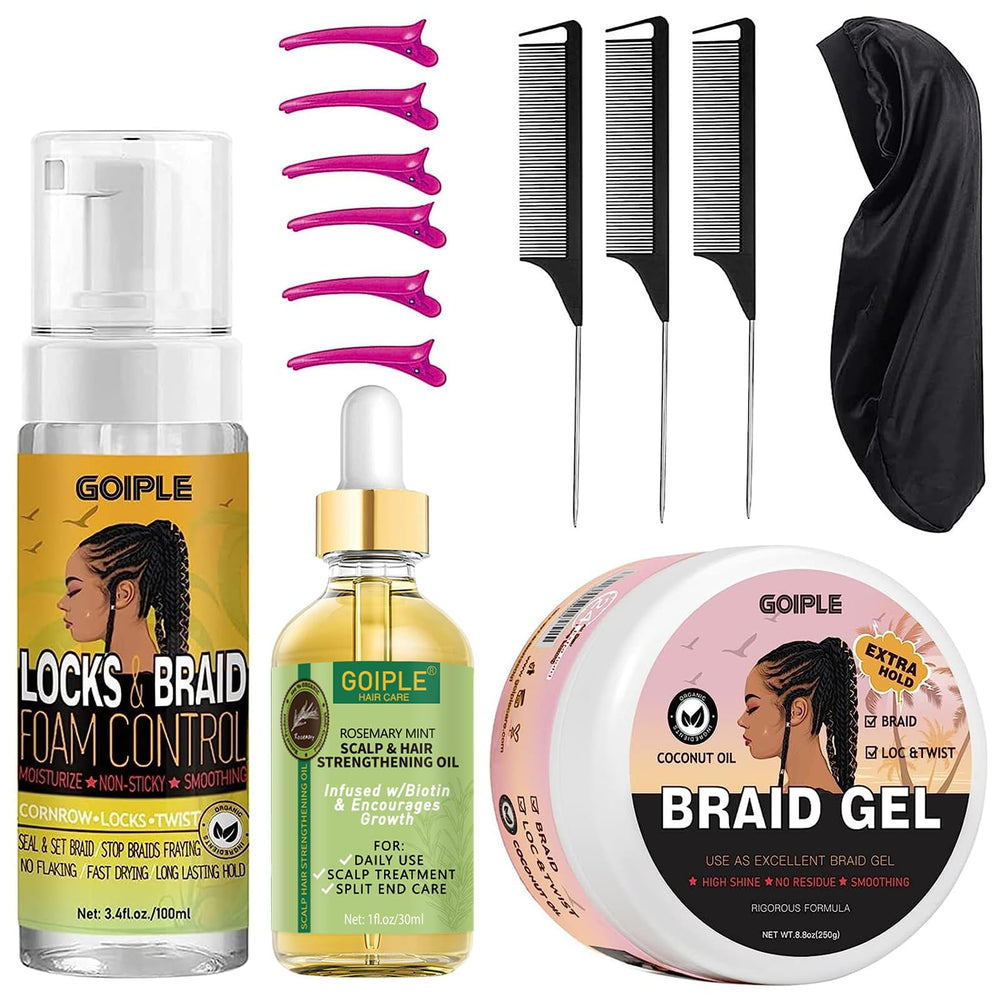 Goiple braid mousse bottle offers ultra-hold braids with a smooth finish.