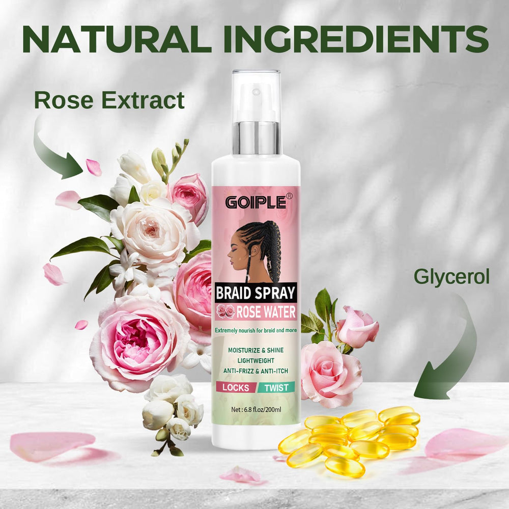 Goiple Braid Spray frizz control for neat, defined braids.