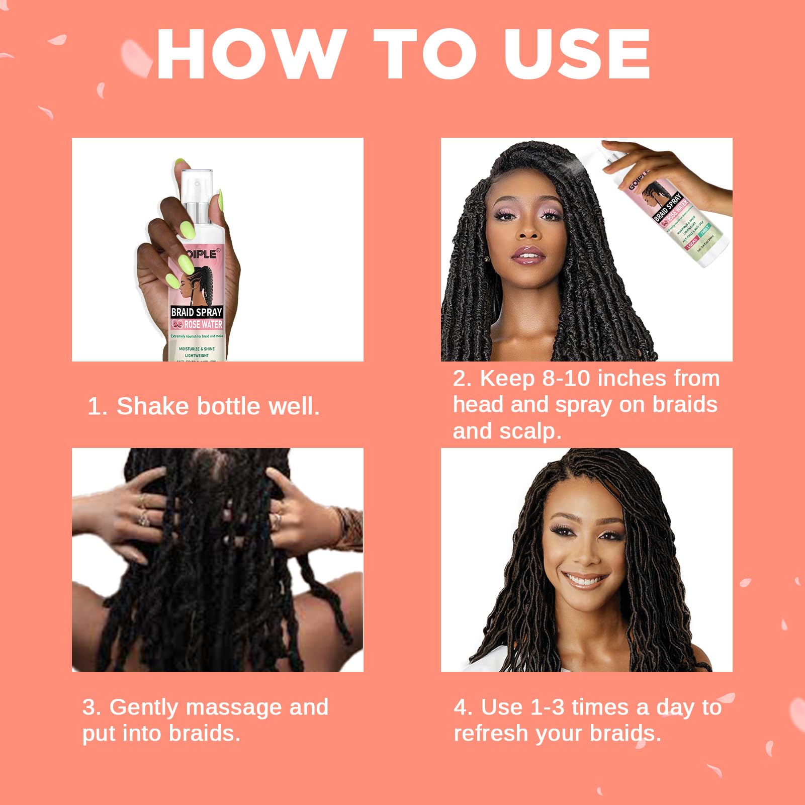 Goiple Braid Spray itchy scalp relief shown in action.