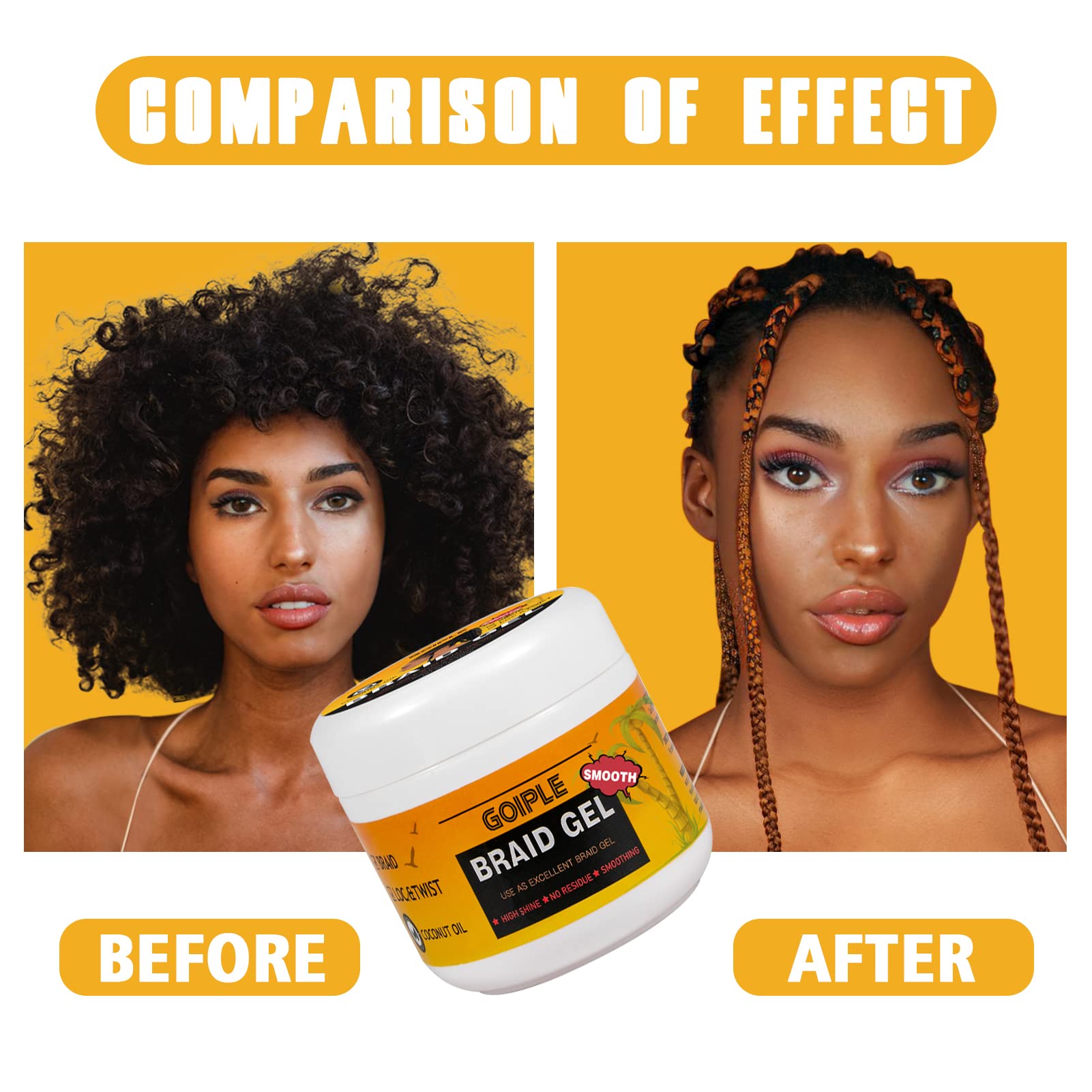 Goiple braiding gel works for all hair types with easy use.