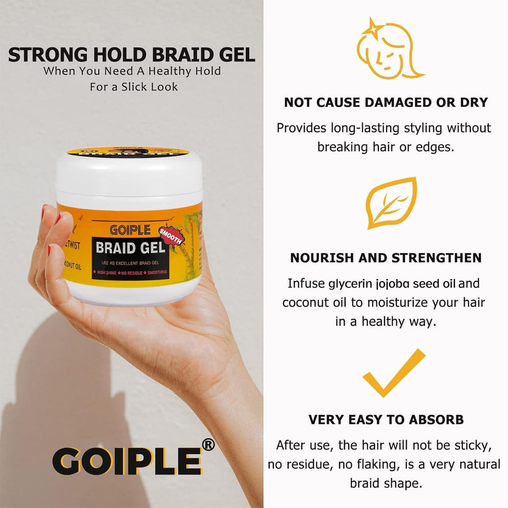 Goiple frizz-smoothing gel helps braids stay tidy and defined.