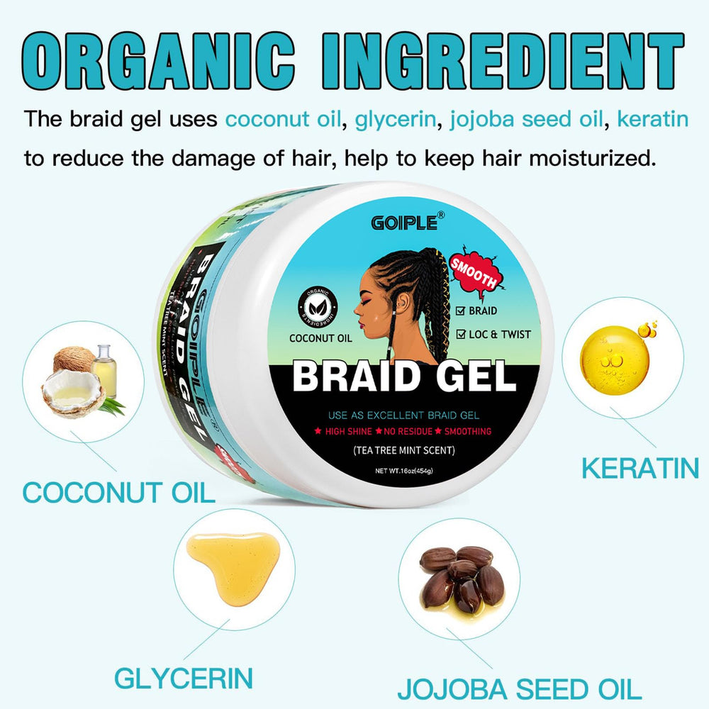 Goiple braiding gel close-up shows prep for smooth, controlled braids