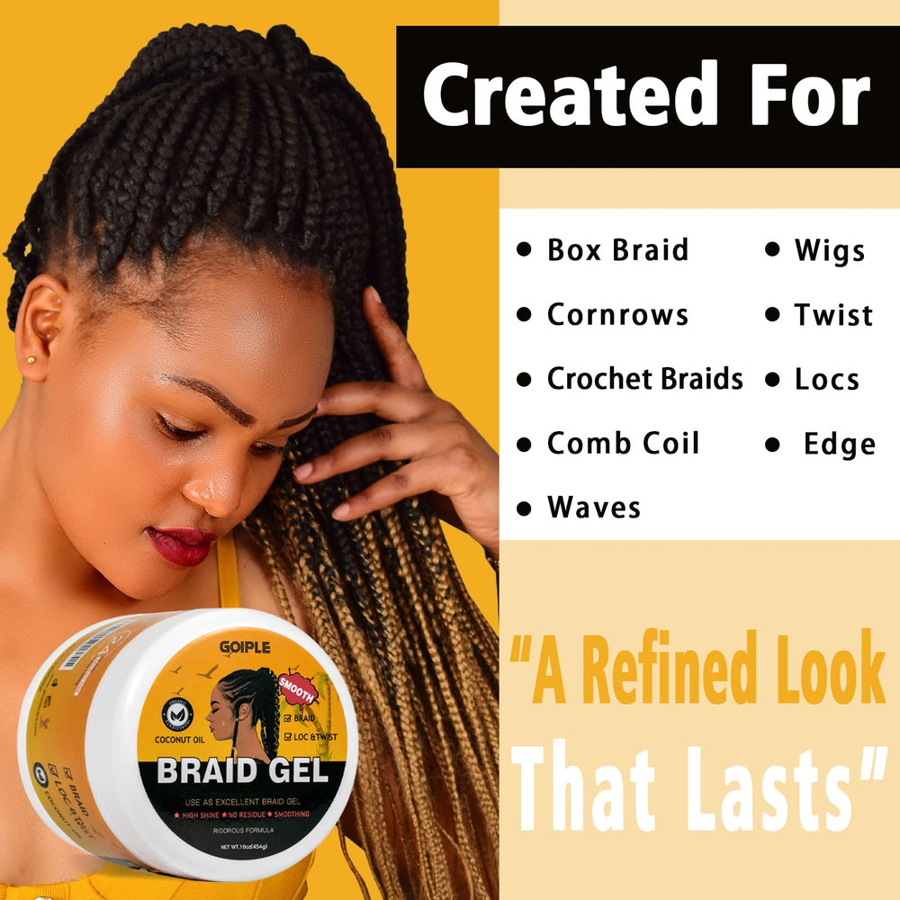 Goiple high-shine finish enhances braids with a glossy look.