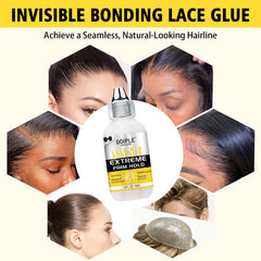 Goiple clear-dry bond on skin illustrating seamless attachment for lace fronts.