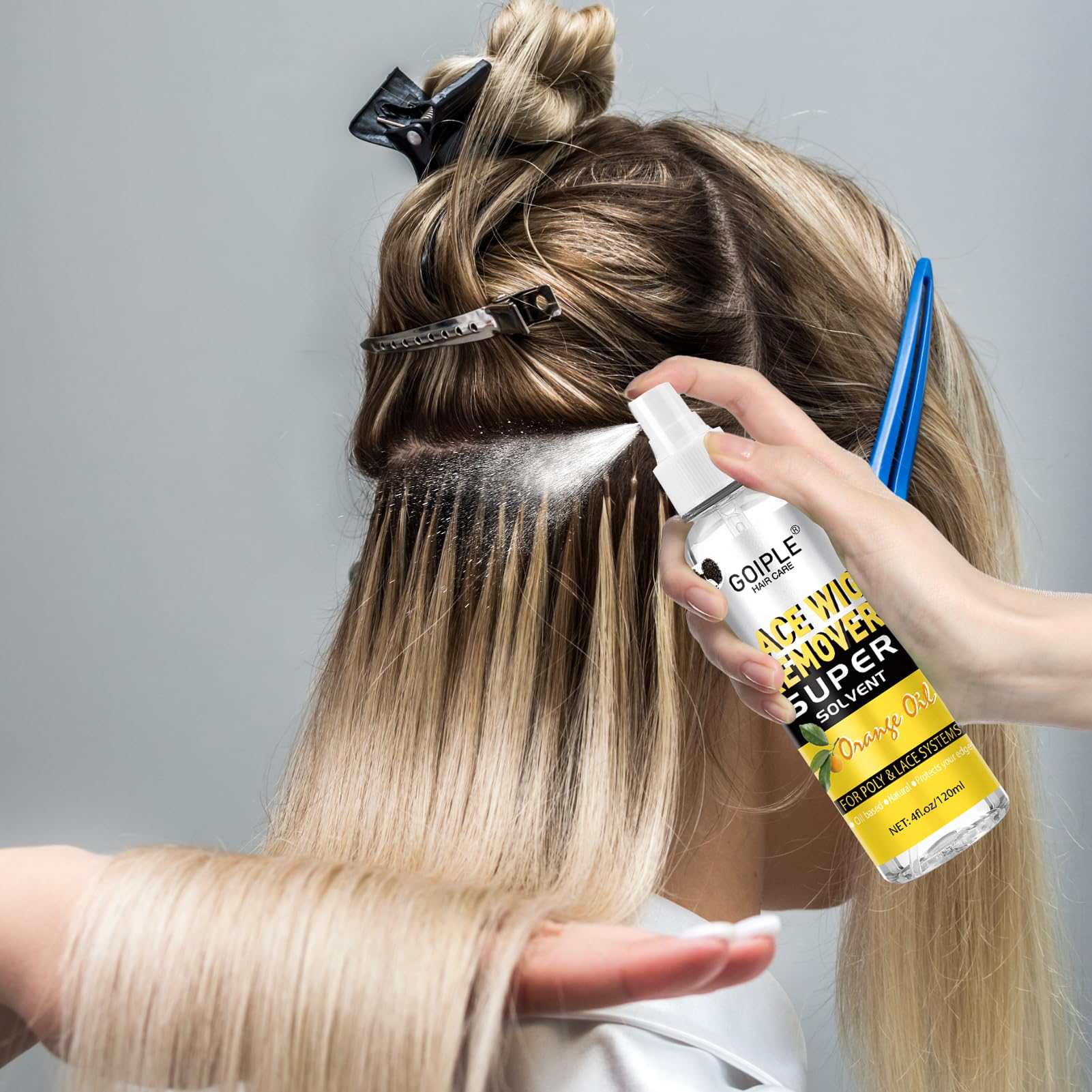 Goiple easy-apply spray ensures precise coverage along hair edges.