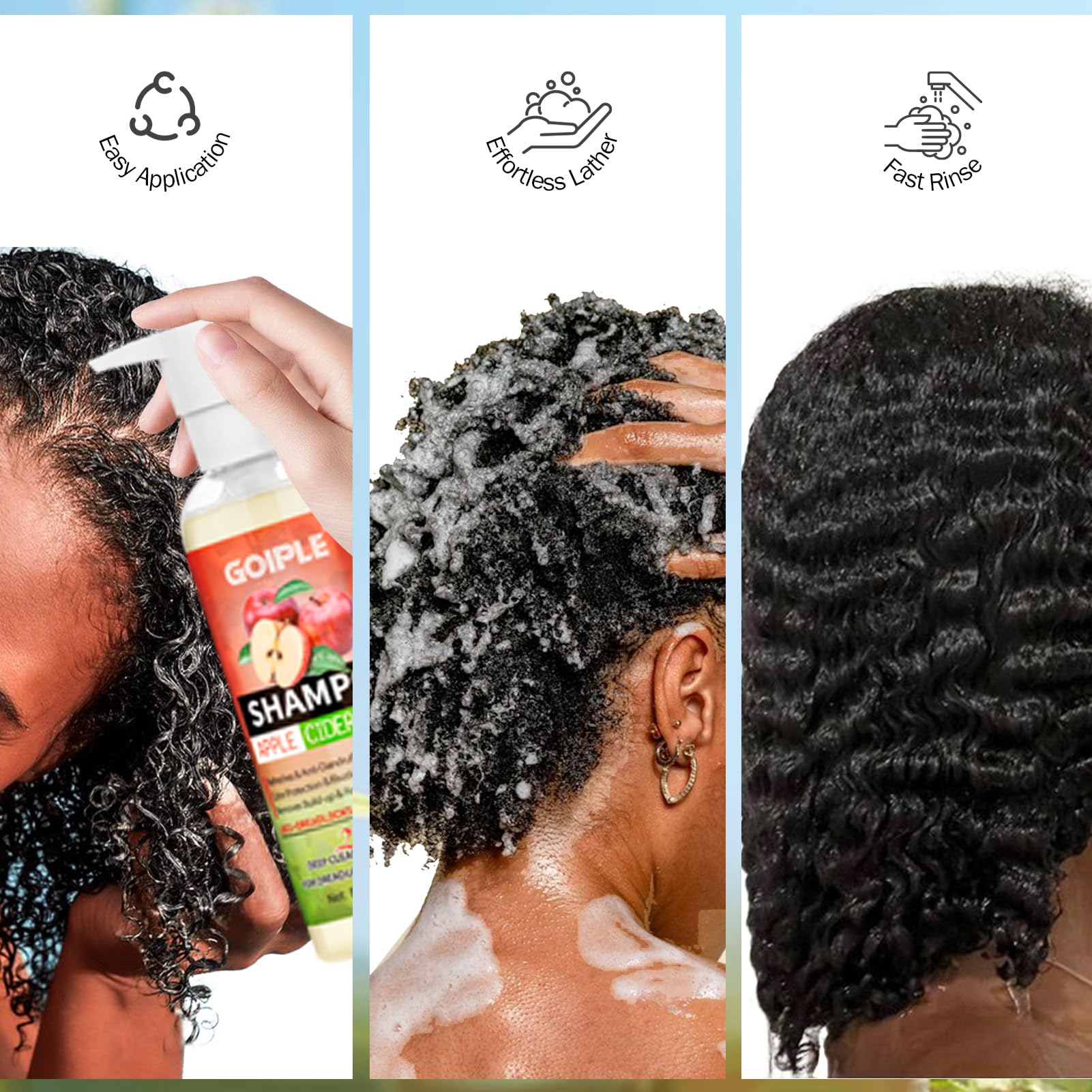 Goiple easy-detangling foam spreads smoothly through hair.