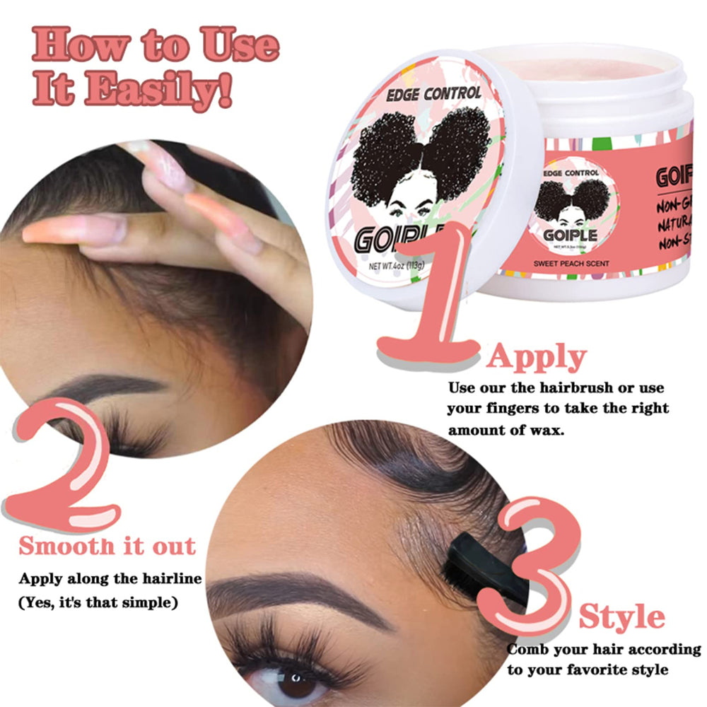 Goiple Edge Control Wax suitable for thick or loose curls and all hair types.