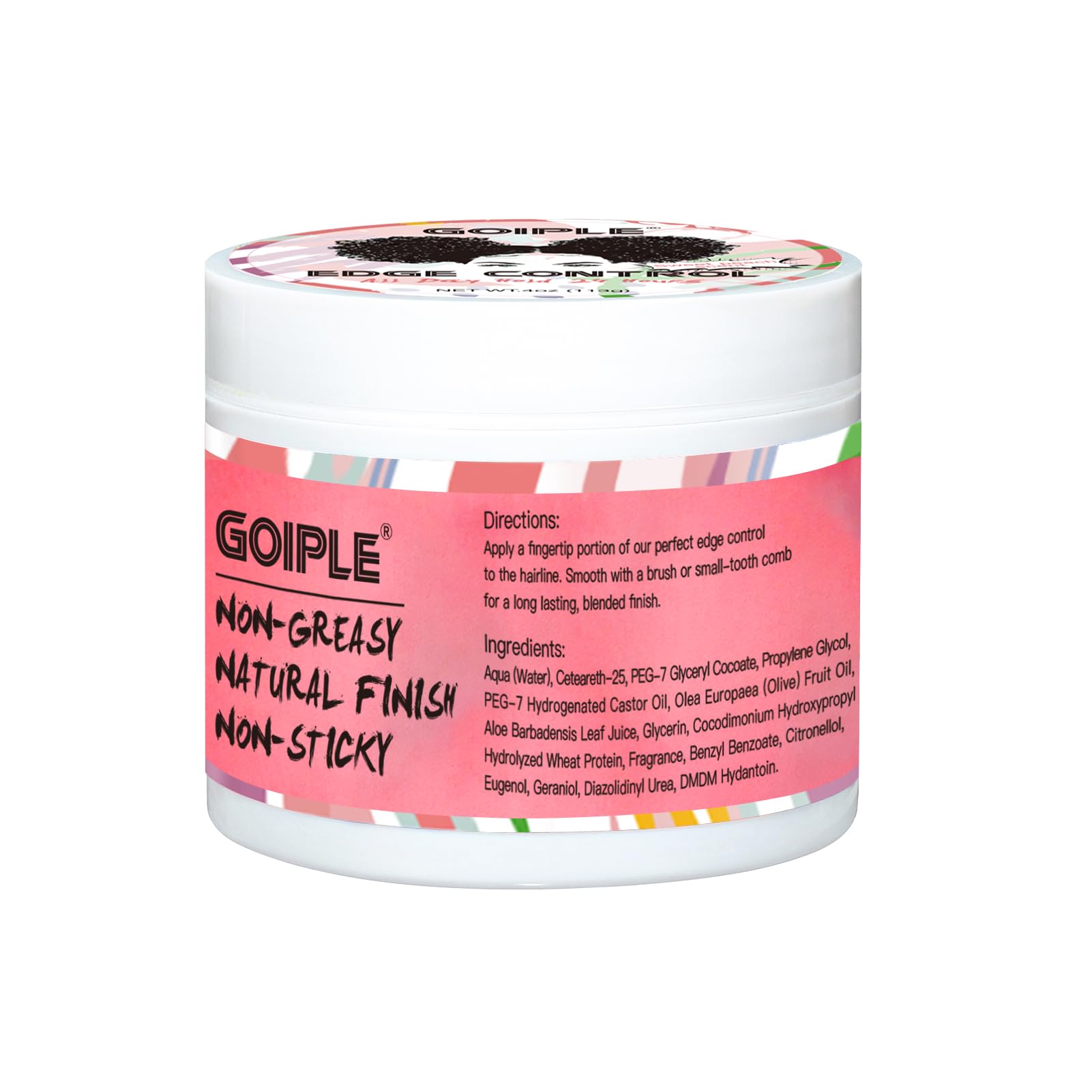 Goiple Edge Control Wax leaves no white residue and adds subtle shine.