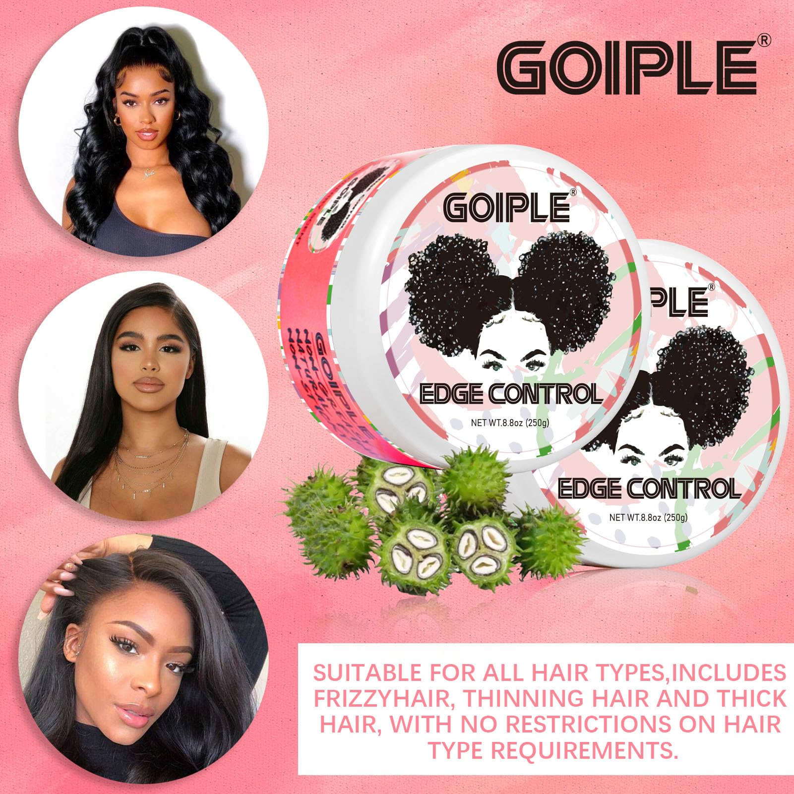 Goiple edge-control-wax sweet-peach-scent adds subtle fragrance during styling
