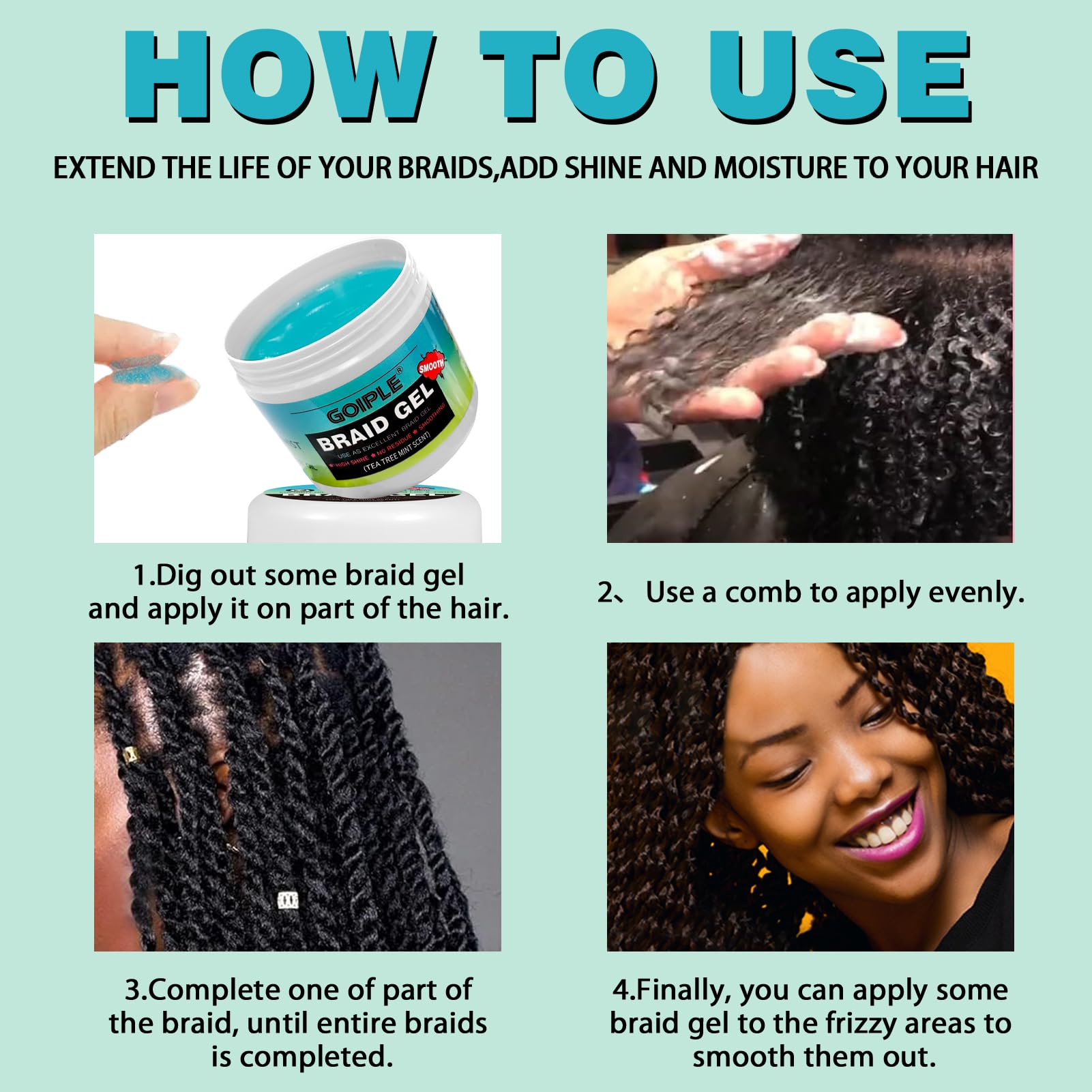 Goiple gel high-shine finish delivers glossy braid appearance