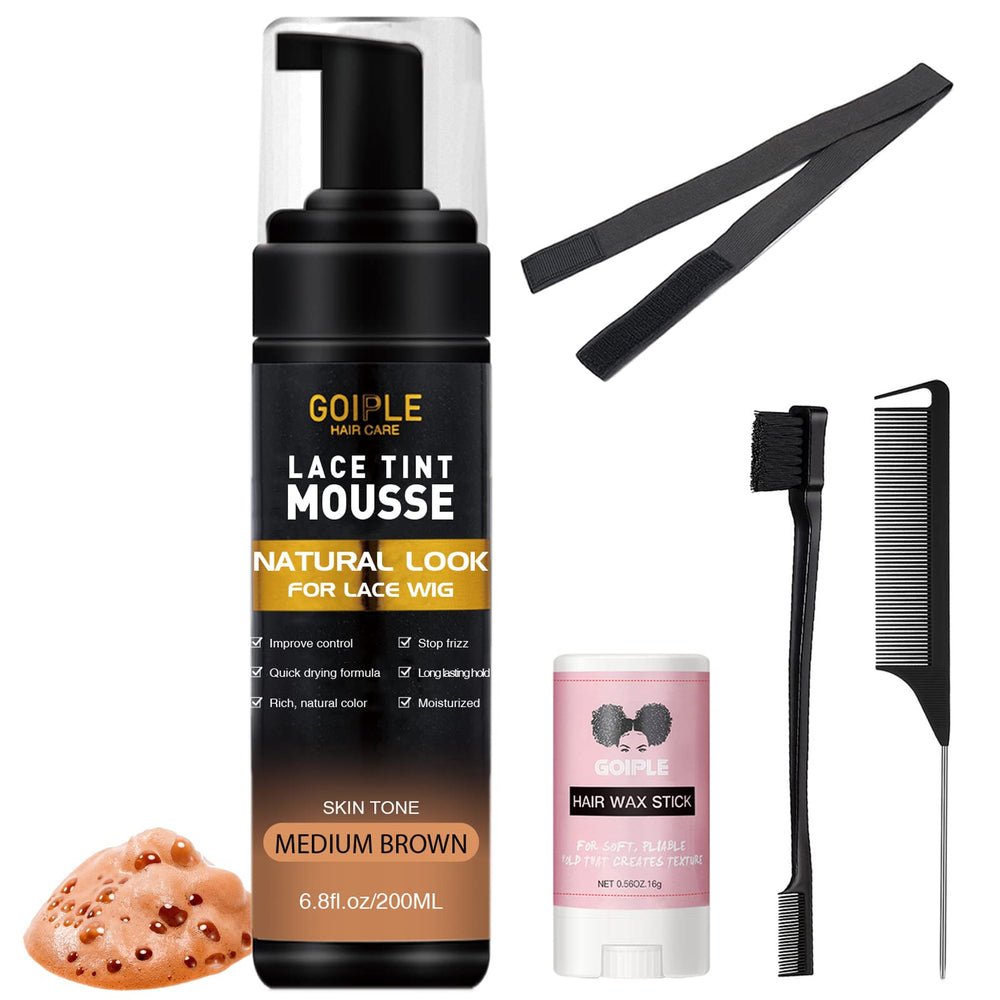 Goiple Lace Tint Mousse packaging with accessories for easy wig tinting