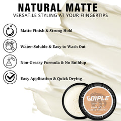Goiple matte finish look on sample hair showcases refined styling