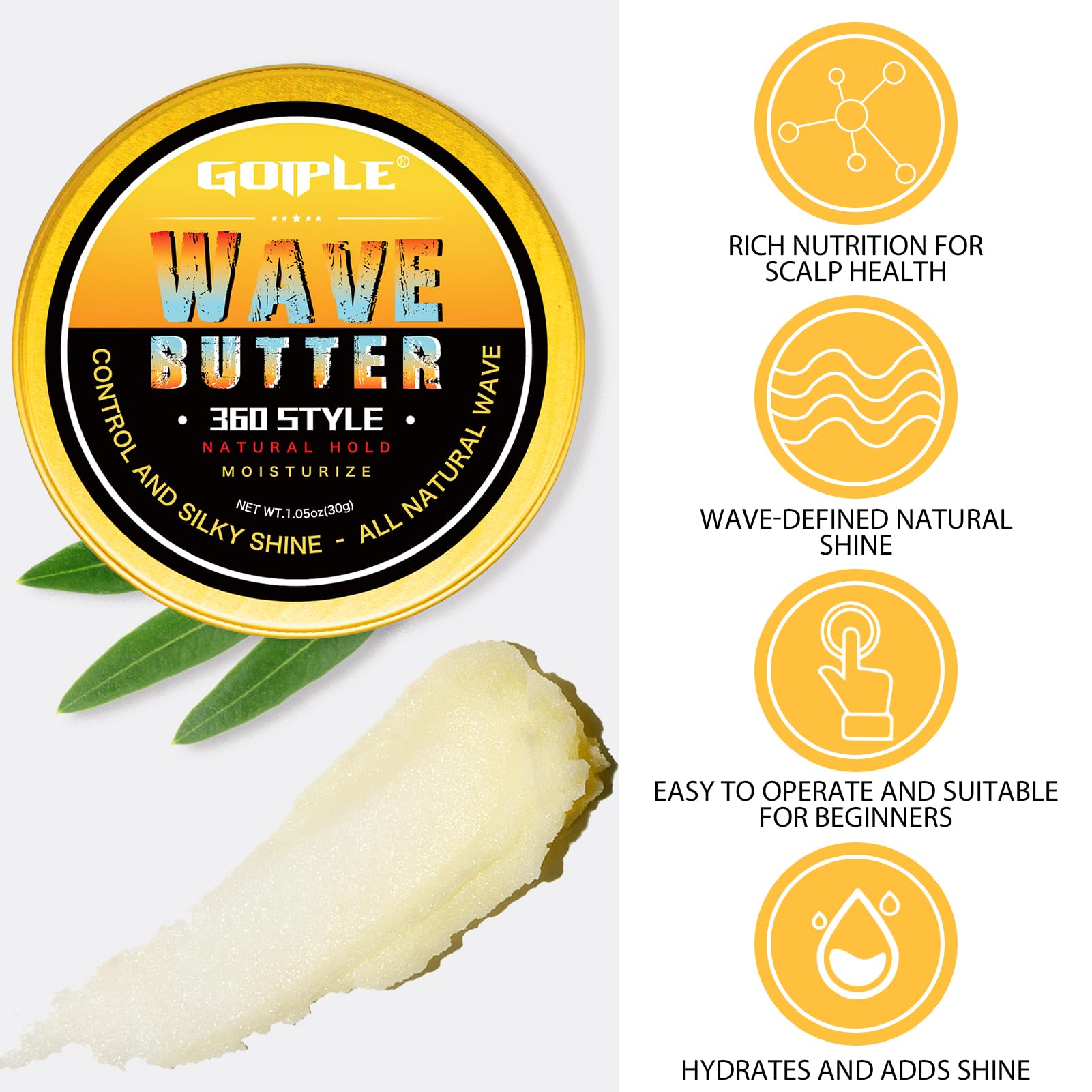 Goiple men's waves training cream defines 360 waves with a consistent pattern.