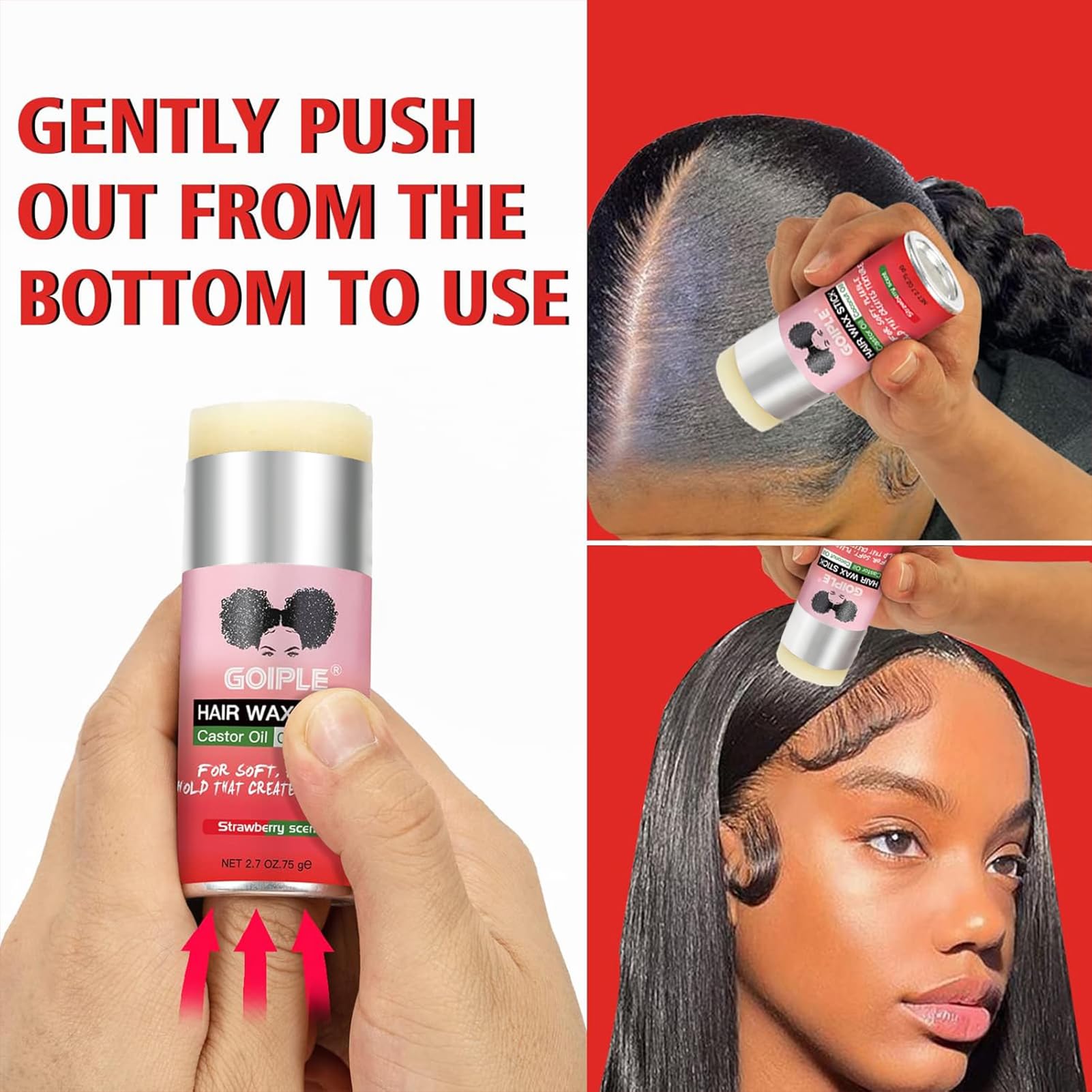 Goiple natural ingredients include castor oil, beeswax, and coconut oil.