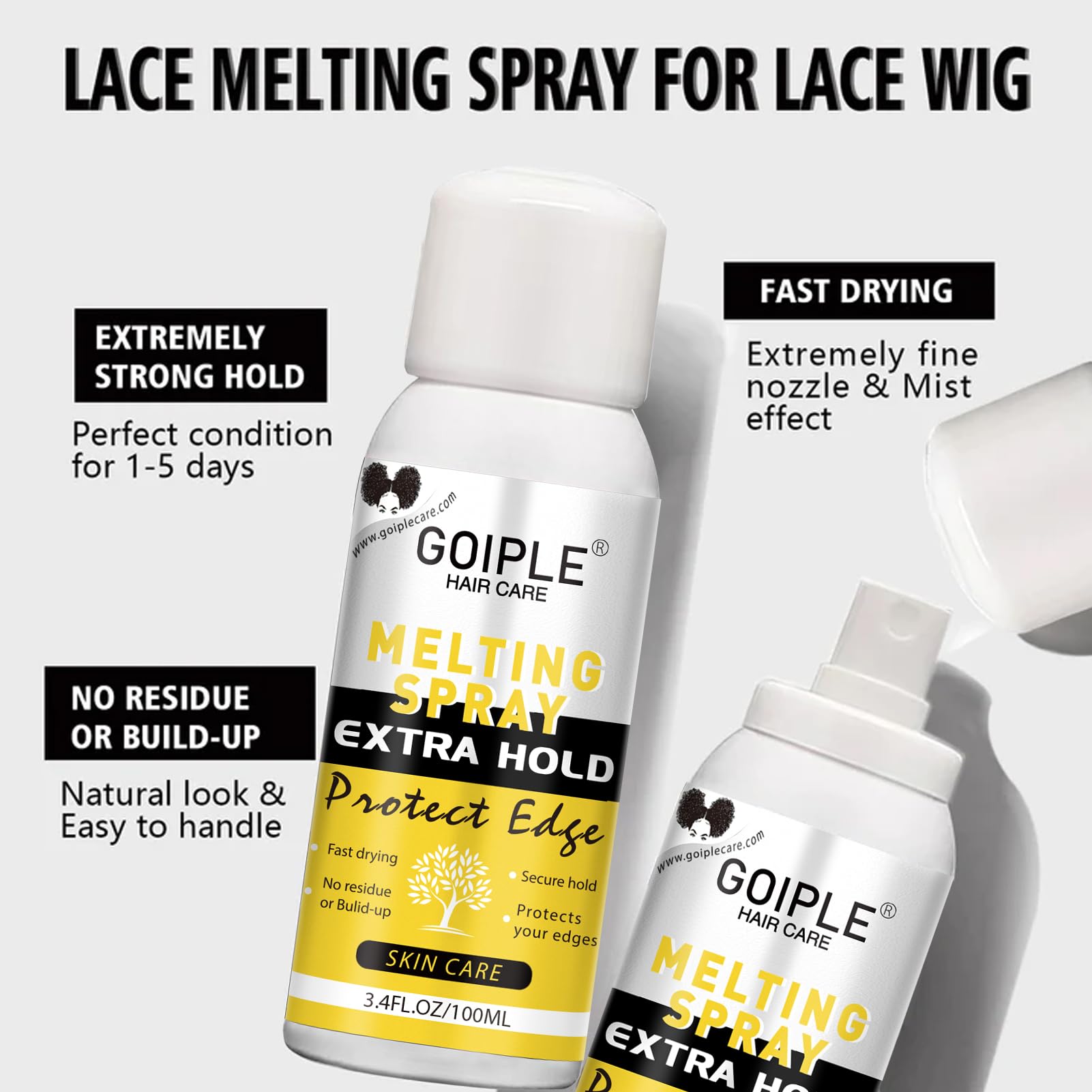 Goiple no-residue formula keeps wig edges seamless and natural-looking.