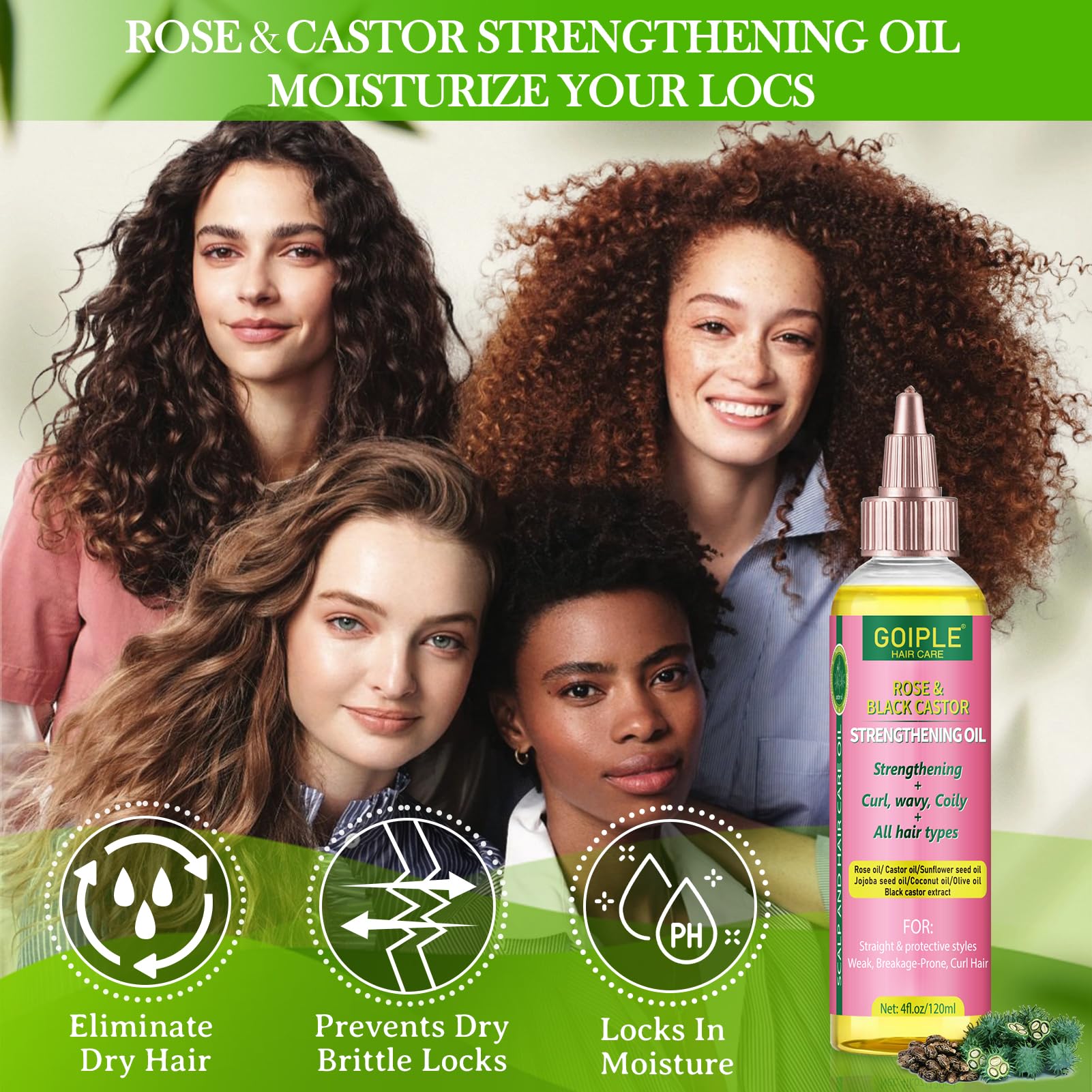 Goiple oil ingredients with sunflower, jojoba, and coconut oils for nourishment