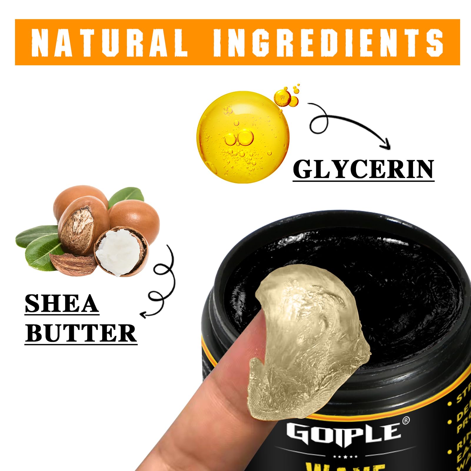 Goiple premium wave pomade enhances hold and wave definition.
