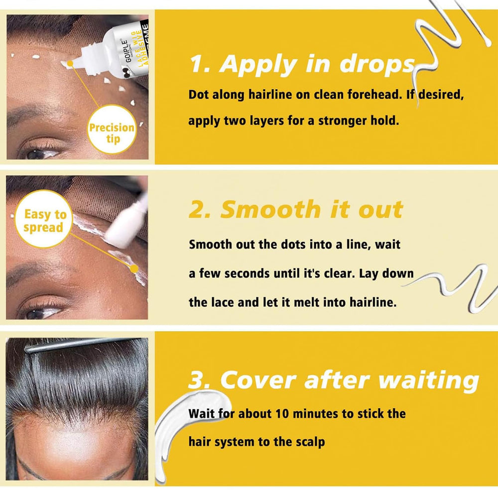Goiple remover for wig glue demonstrates gentle removal after wear.