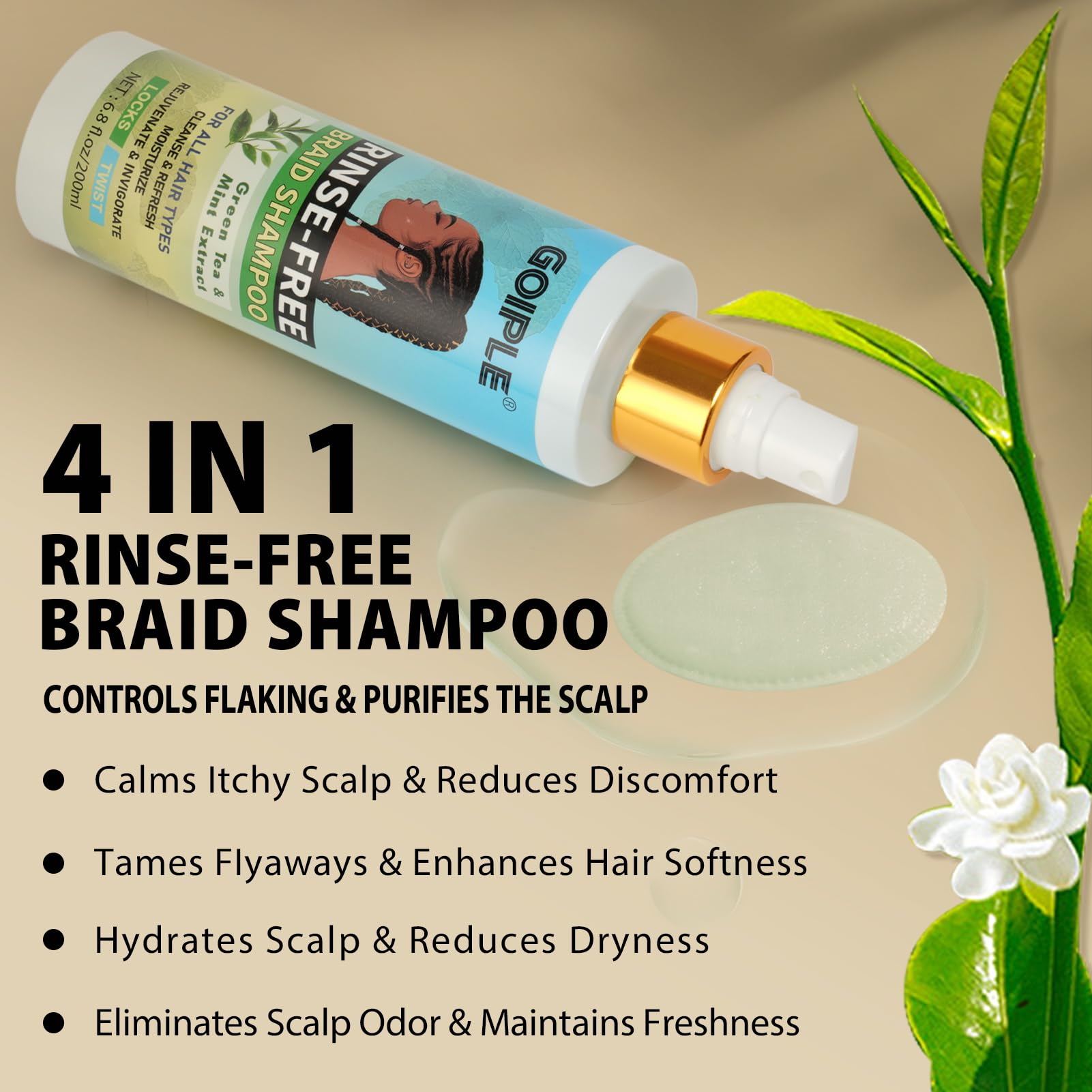 Goiple rinse-free braid-cleanse spray targets odor and buildup