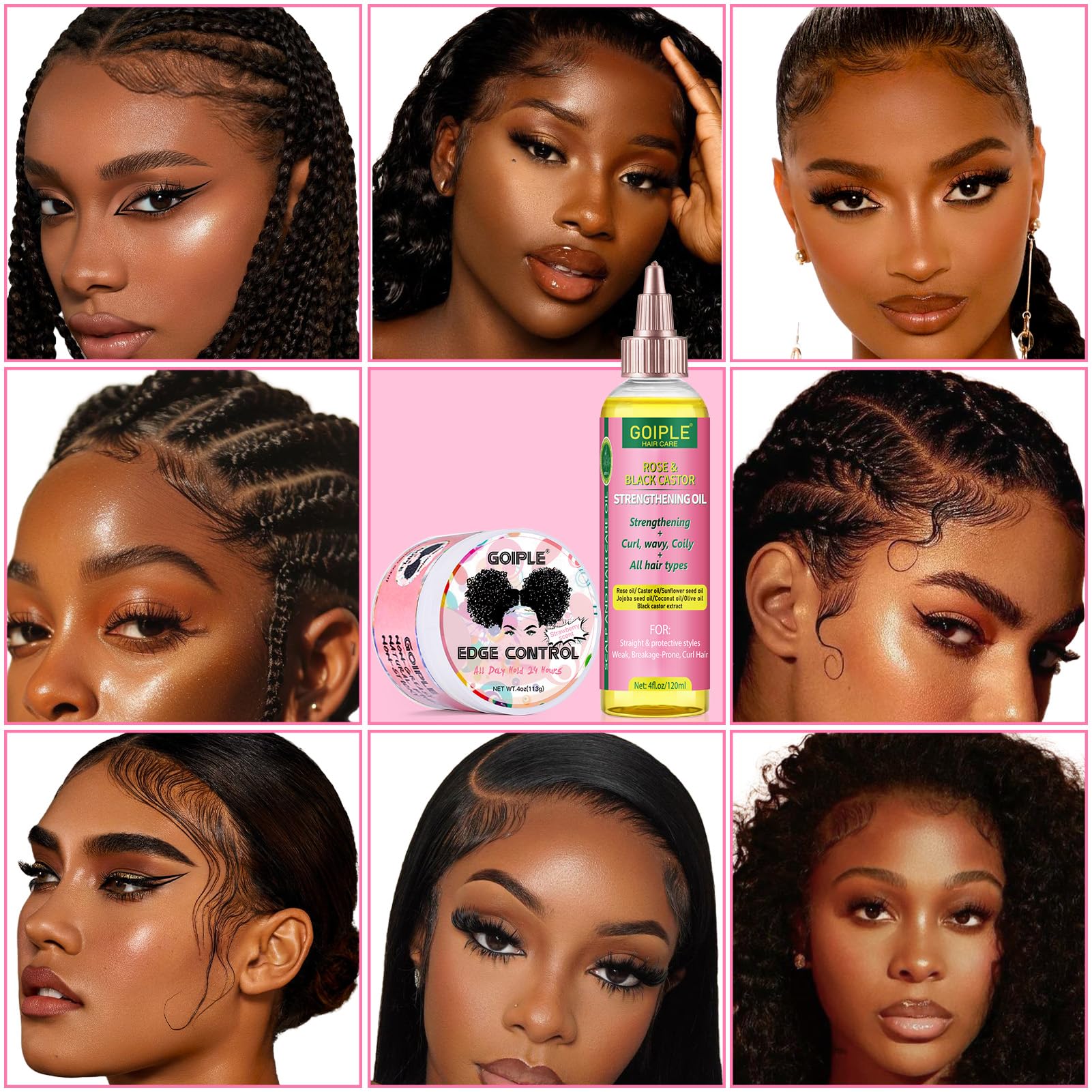 Goiple Rose-Castor Oil nourishes hair texture and strength.