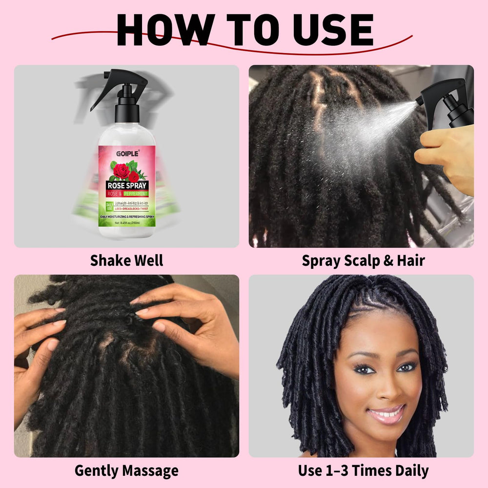 Goiple Rose Water application on scalp adds cooling relief.