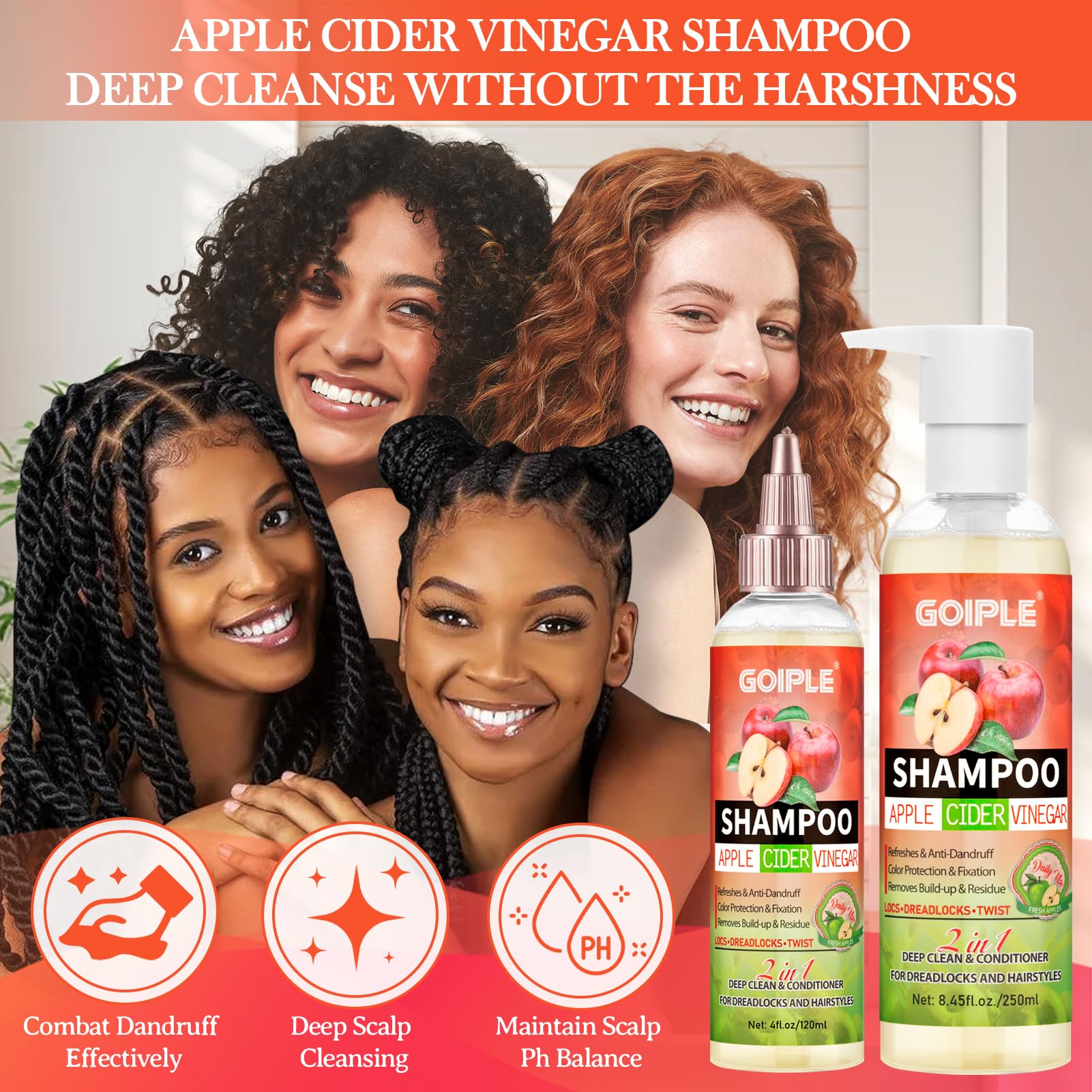 Goiple scalp close-up shows a refreshed, clean feeling after washing.