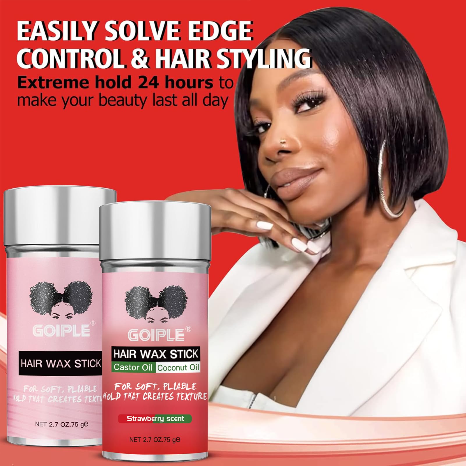 Goiple styling stick designed for hair, wigs, and edge frizz control.