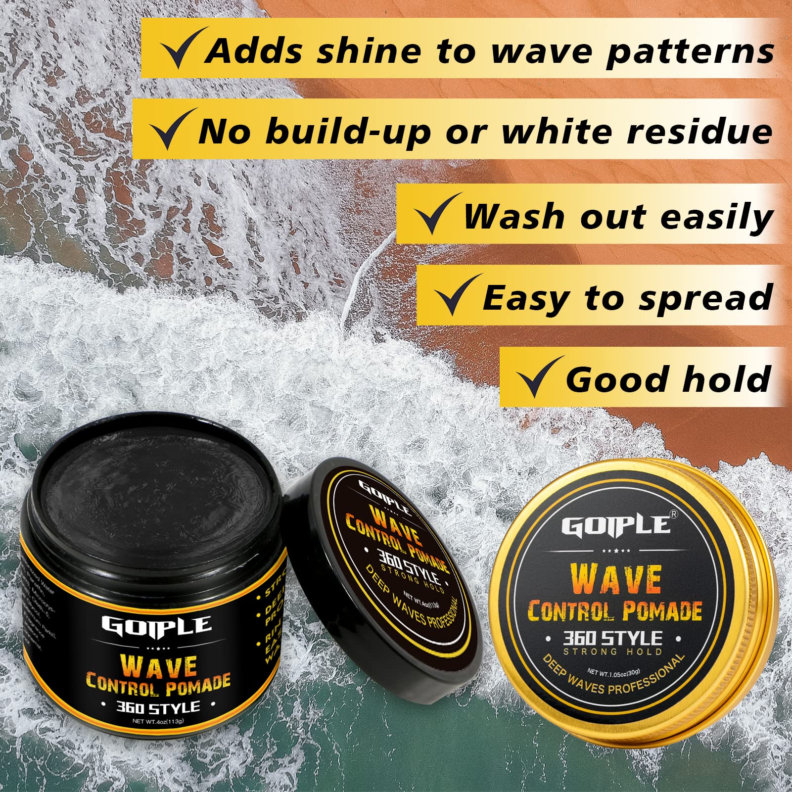 Goiple travel kit layout featuring pomade and accessories