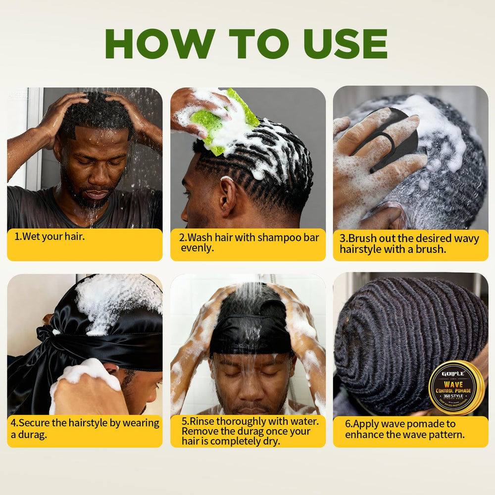 Goiple wave grease application on hair for deeper pattern definition.