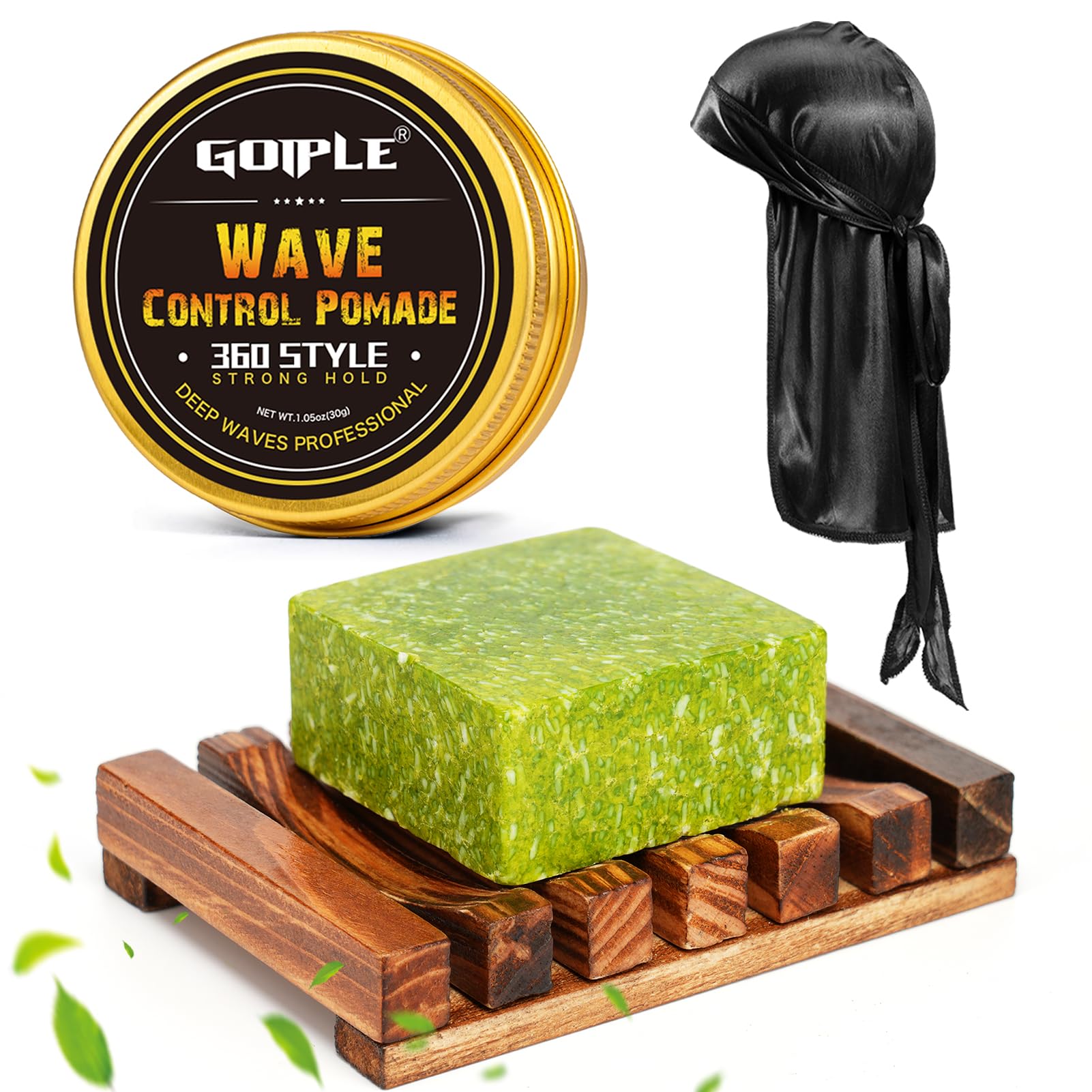 Goiple wave pomade soap bar packaging highlights all-natural formula for defined waves.