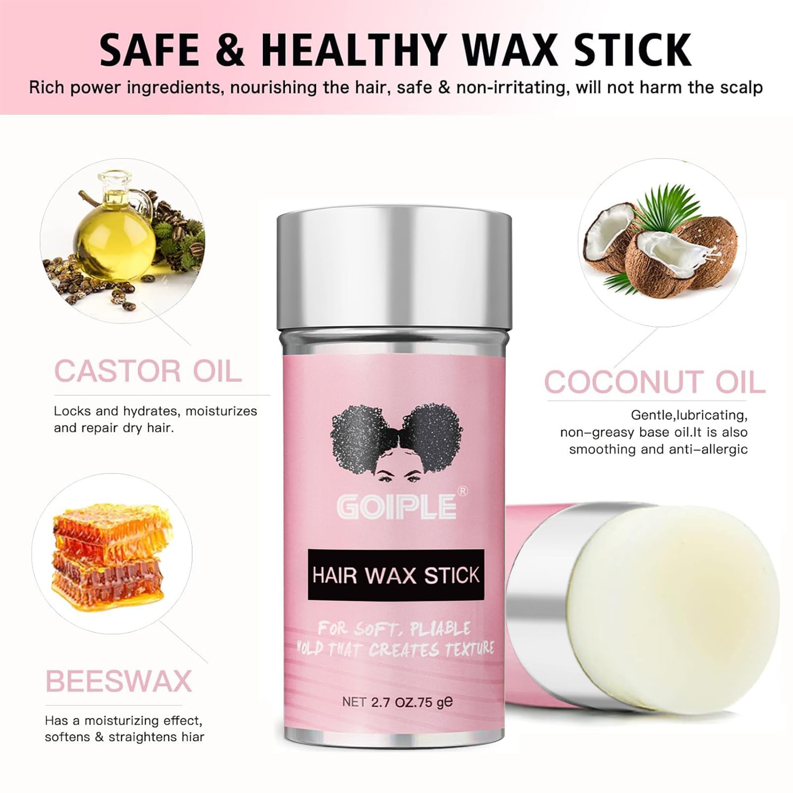 Goiple wax stick in hand for quick on-hair application.