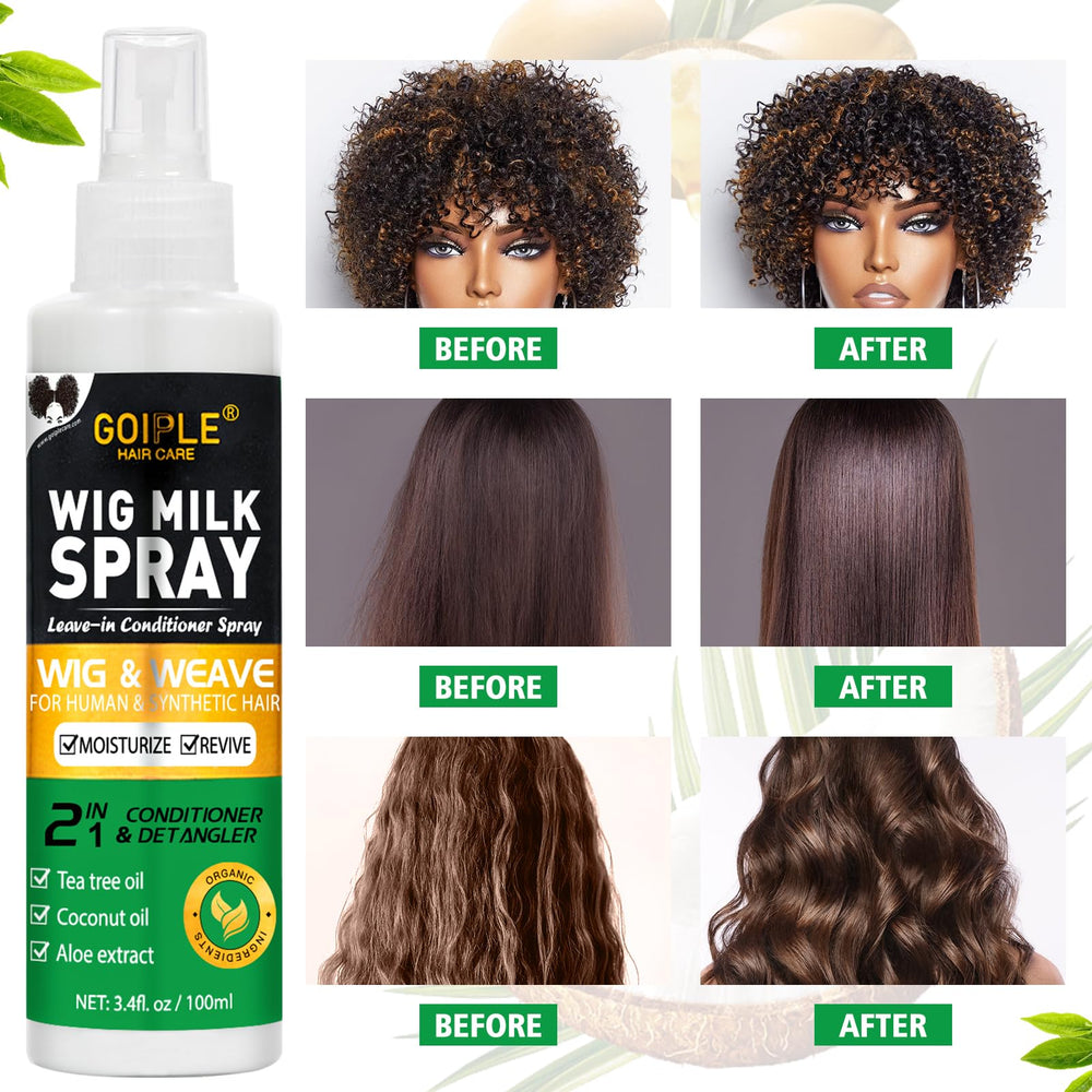 Goiple Wig Milk Spray close-up on moisturized synthetic fibers