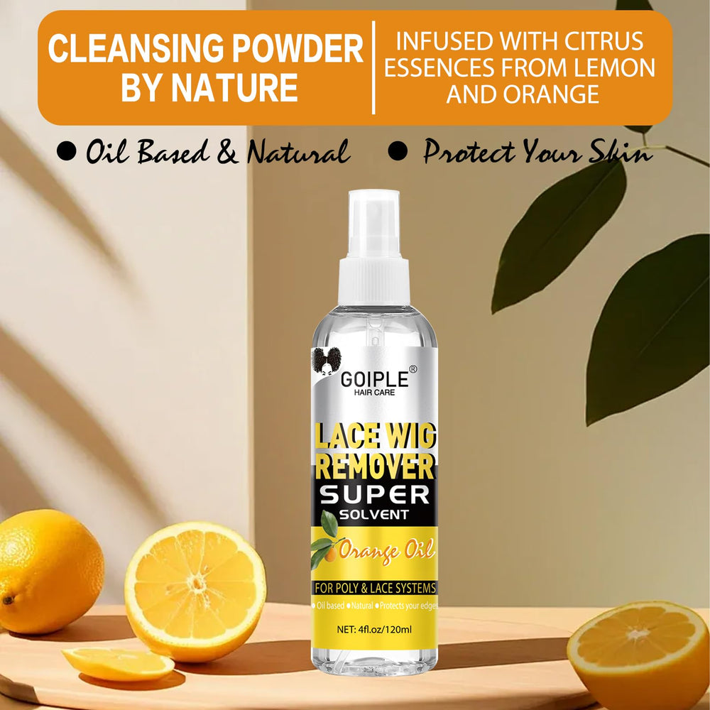 Goiple wig remover spray mist shows easy edge clean-up after removal.