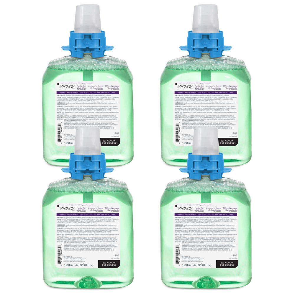 GOJO PROVON foaming hair and body wash bottle front view for gentle total body cleansing