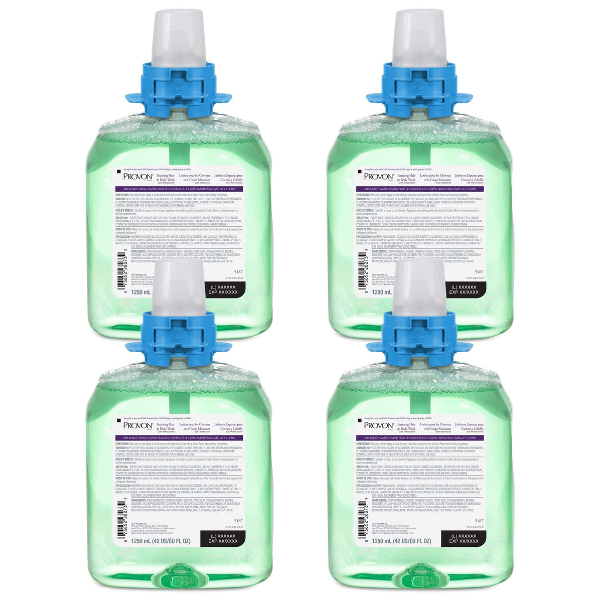 GOJO PROVON foaming hair and body wash bottle front view for gentle total body cleansing