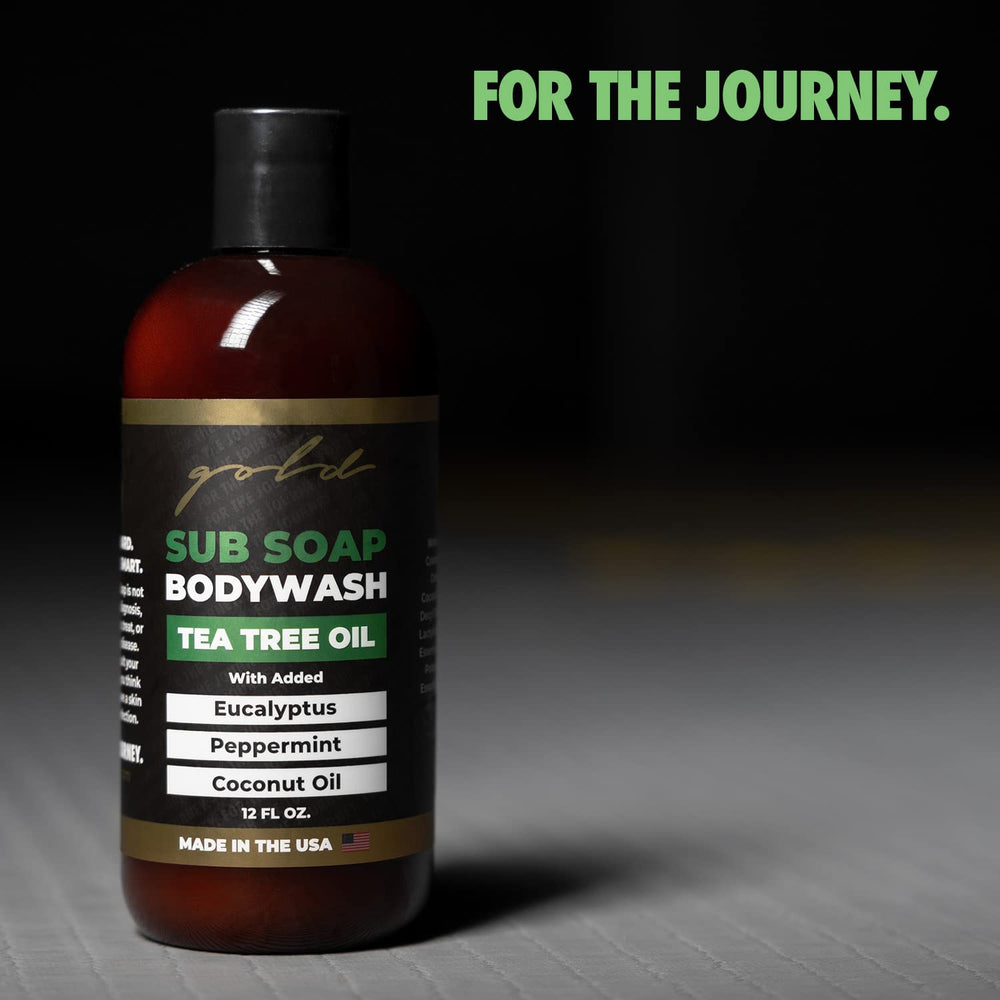 Gold BJJ Submission Soap label close-up highlighting the small-batch USA-made care.