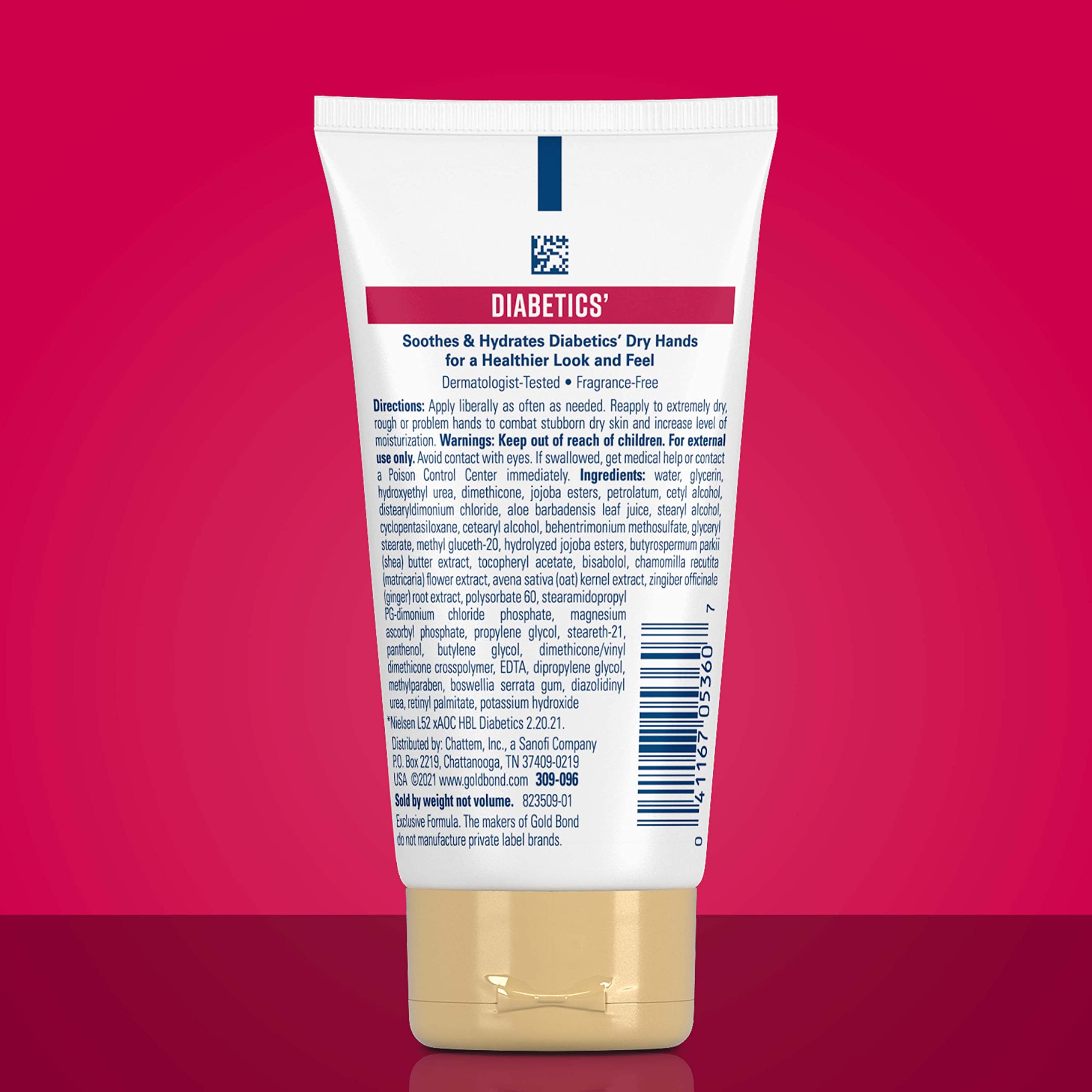 Close-up shows rich texture and 24-hour moisture for dry hands