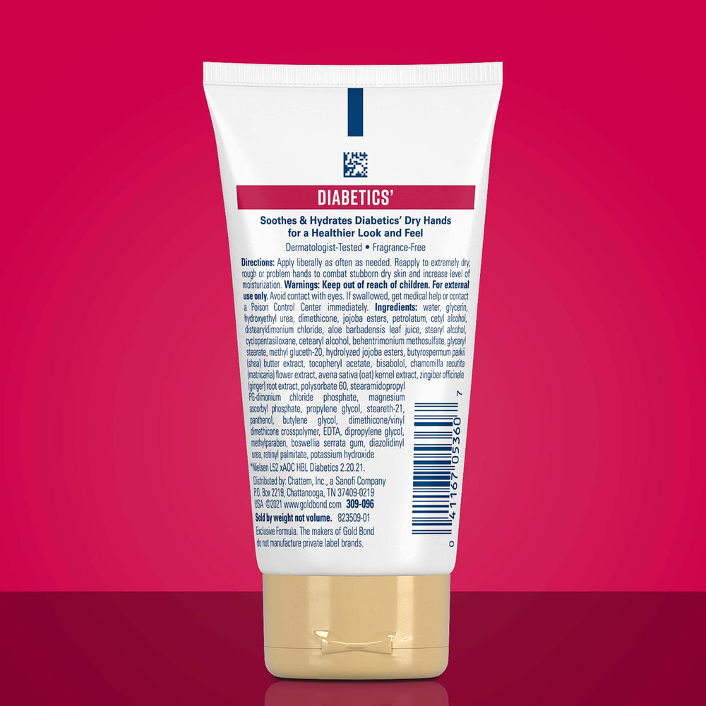 Close-up shows rich texture and 24-hour moisture for dry hands