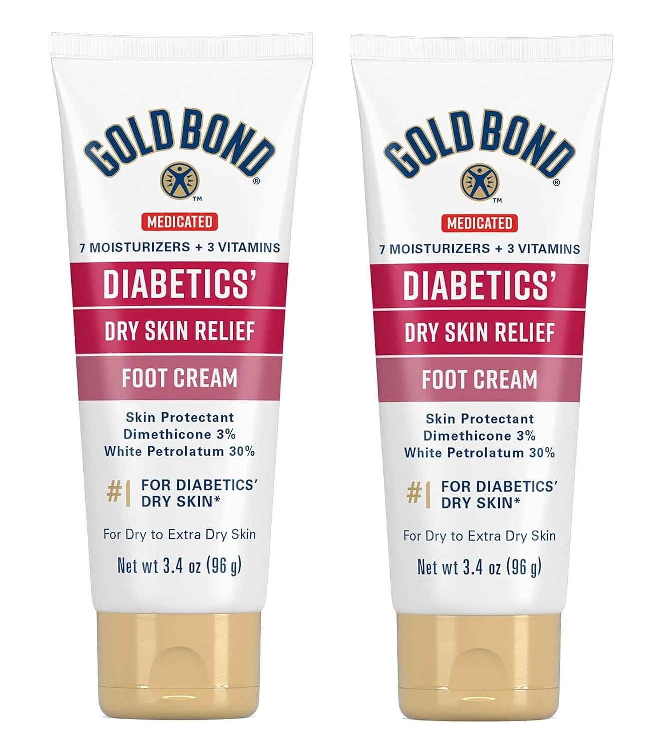 Gold Bond Ultimate Diabetics' Foot Cream pack of 2 provides long-lasting moisture for dry feet