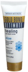Gold Bond Ultimate Healing Lotion bottle, fast-absorbing hydration for dry skin.