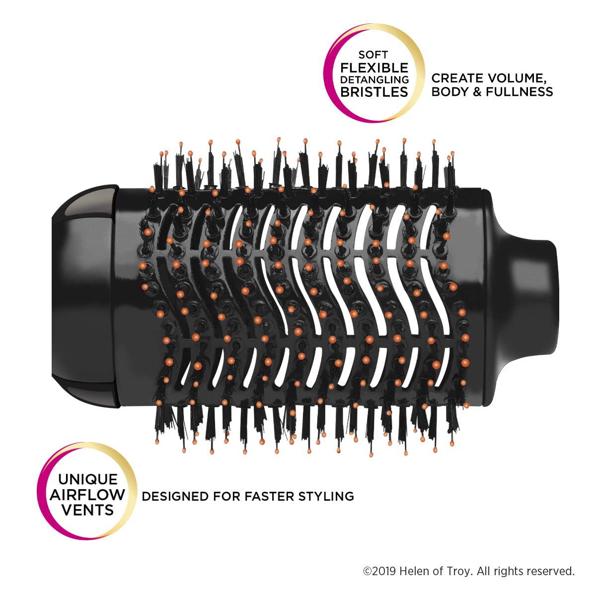 Gold N Hot detangling bristles closeup for gentle hair glide.