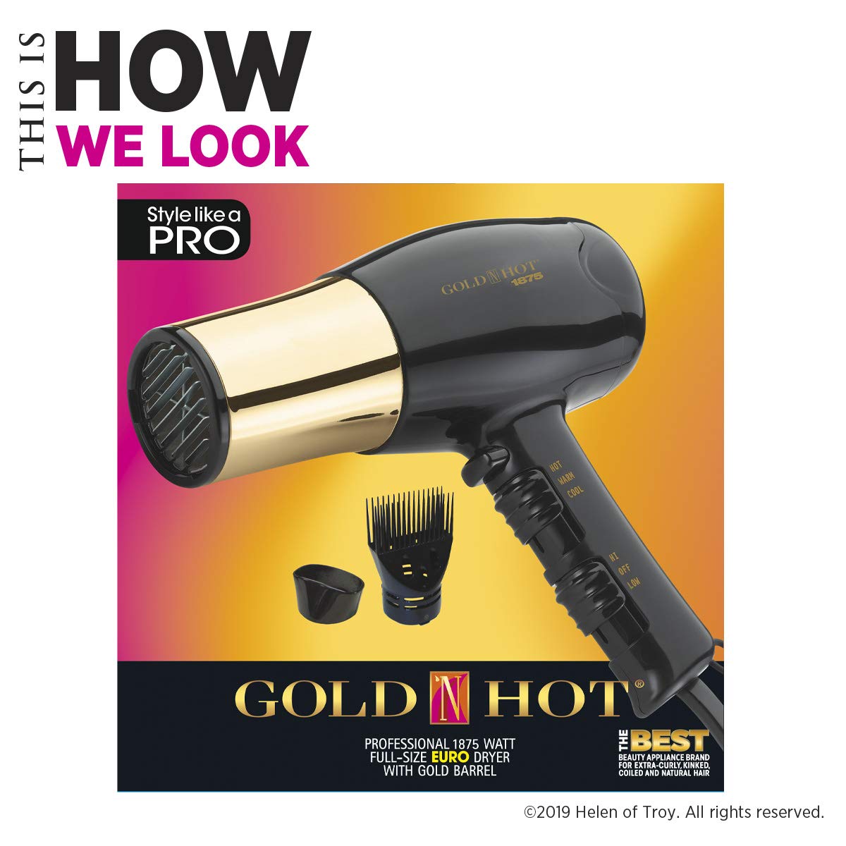 Gold N Hot GH8135 dryer cool shot button for quick finishing touches.